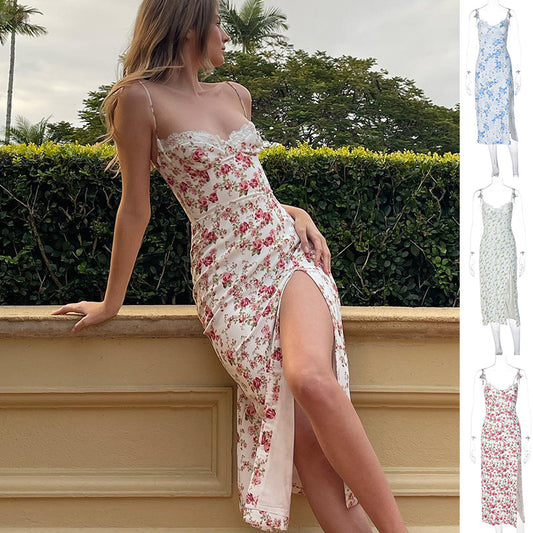 Lace Flowers Long Dress